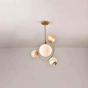 Modern Orb Chandelier with Swirl Glass Accents